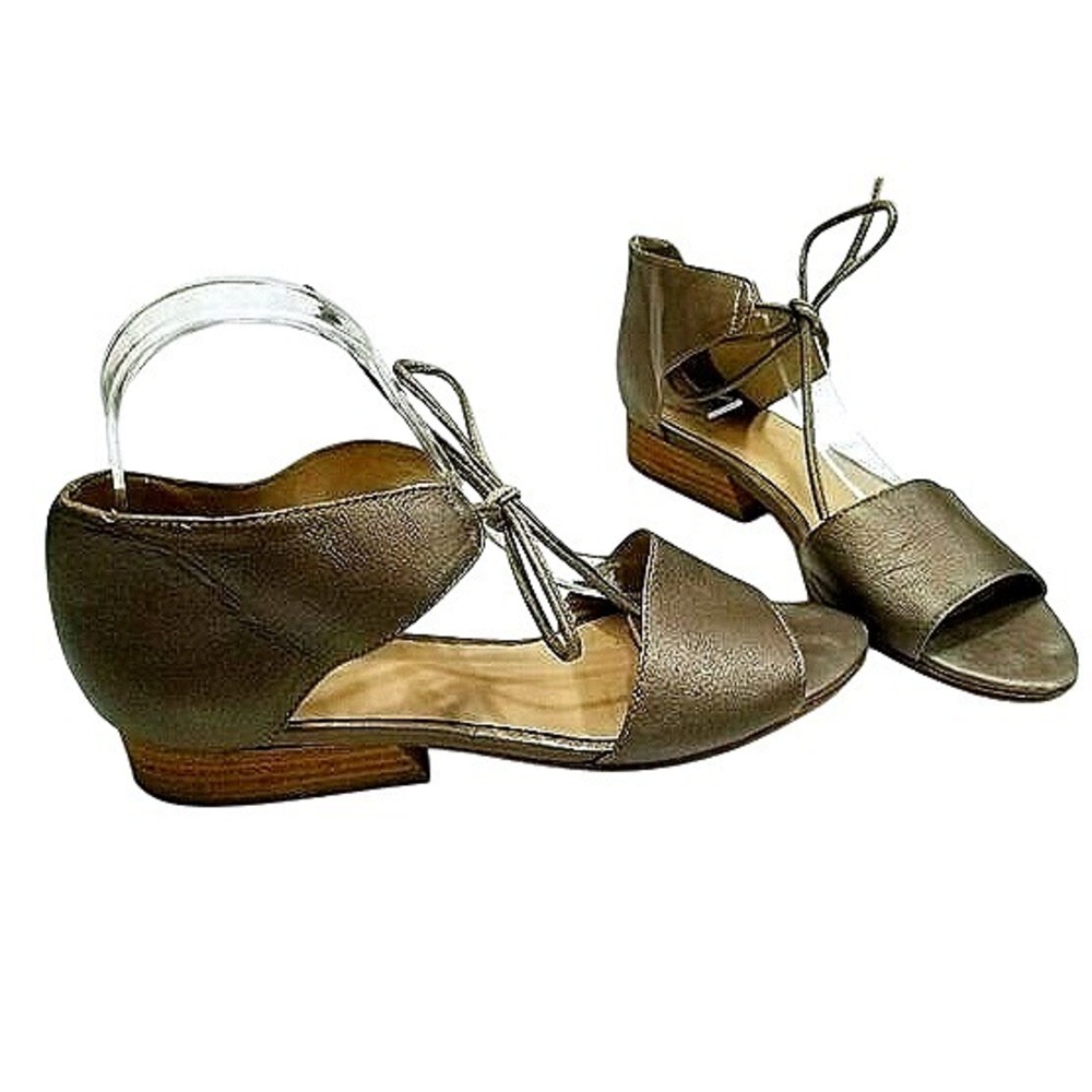 Eileen Fisher Bronze Metallic Leather Lace Up Gladiator Sandals Size 8‎
